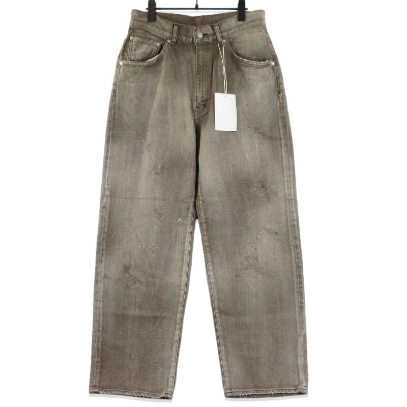 【中古】未使用 ANCELLM アンセルム #02 AGING01 ANC-PT97 エイジングデニムパンツ ヴィンテージ加工 ボタンフライ 日本製 ブラウン 1 メンズ 70017342