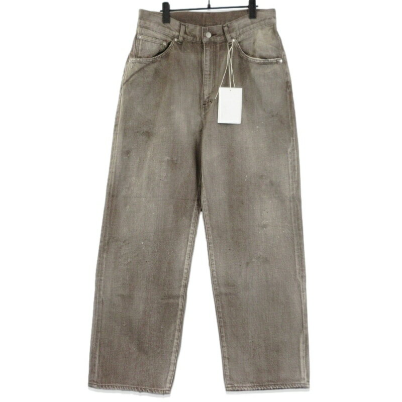 【中古】未使用 ANCELLM アンセルム #02 AGING01 ANC-PT97 エイジングデニムパンツ ヴィンテージ加工 ボタンフライ 日本製 ブラウン 2 メンズ 70017344