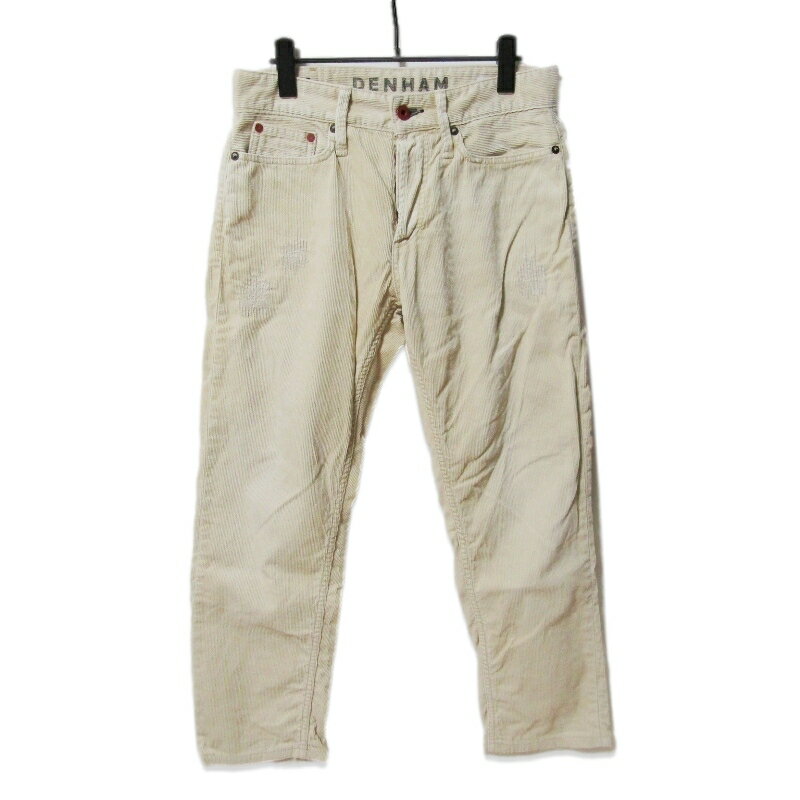 【中古】DENHAM デンハム コーデュロイパンツ FORGE MIJCORDR リペア加工 リラックスフィット 日本製 ベージュ 27メンズ 27111982