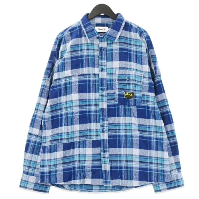【中古】美品 PALACE SKATEBOARDS パレススケートボード LUMBER YAK PATCH OVERSHIRT P29SHT026 長袖チェックシャツ ブルー L フランネル メンズ 70017372