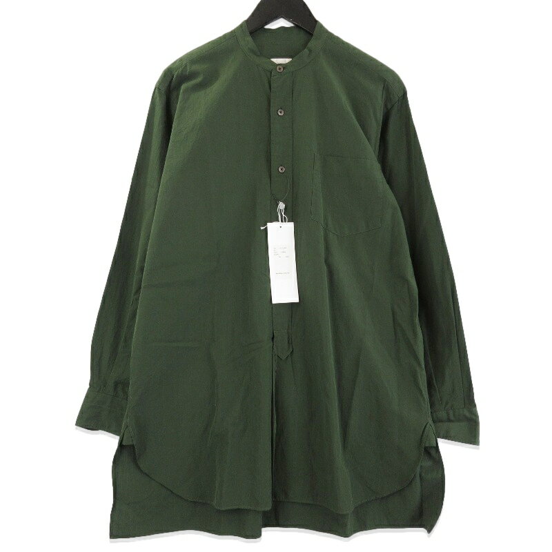 【中古】COMOLI コモリ バンドカラーシャツ I01-02003 16ss 長袖シャツ 日本製 グリーン 2メンズ 71014468