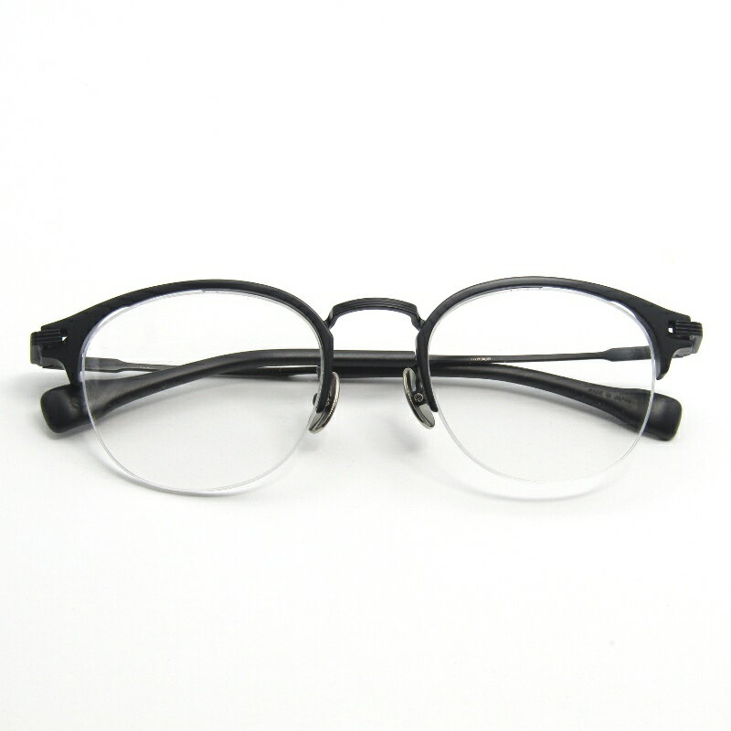 【中古】美品 999.9 フォーナインズ メガネフレーム S-351T 日本製 16I/2016.9 ボストン メタルブロウハーフリム 10 ブラックマットナイロール シートメタル サーモントブロー メタル メガネ 眼鏡 サングラス 65009348(4.0)