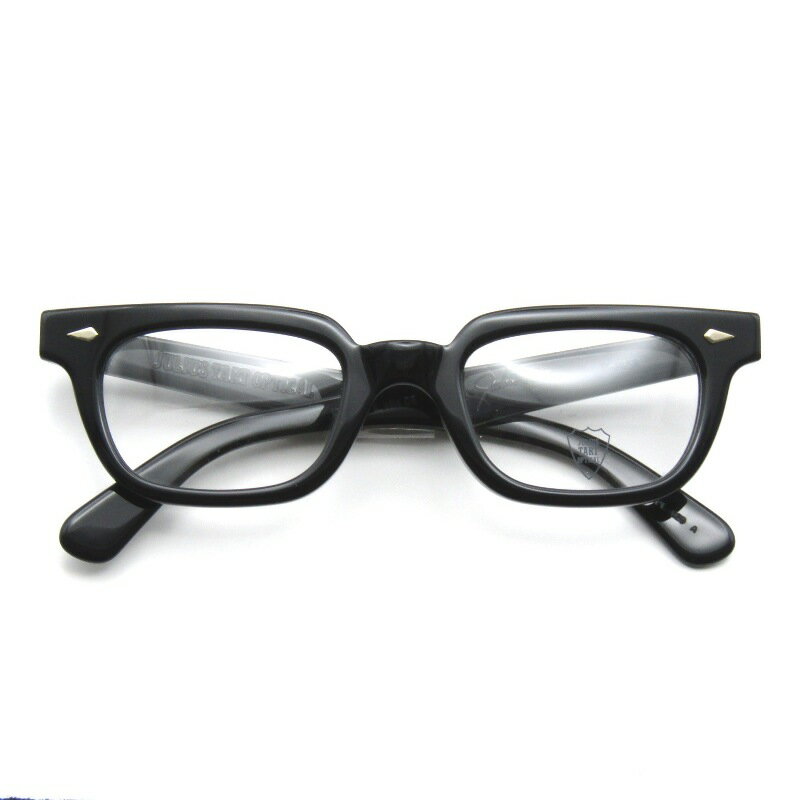 【中古】美品 JULIUS TART OPTICAL ジュリアスタートオプティカル メガネフレーム T-man 49-23 PL-029A 日本製 ティーマン BLACKレクタングル メガネ 眼鏡 サングラス 65009367