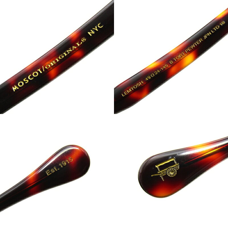 【中古】美品 MOSCOT モスコット サングラス LEMTOSH 49 JPN LTD18 中国製 レムトッシュ 日本限定第18弾 ボスリントン B TORT PEWTERボストン/ウェリントン ライトグレー メガネ 眼鏡 サングラス 65009368