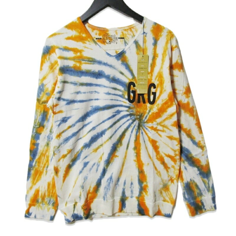 樂天商城 - 【中古】未使用 GERUGA ゲルガ Vネック タイダイ長袖Tシャツ GR-C-151B V-NECK HEAVY LONG-SLEEVE C-T / TI-DYE ORANGE×BLUE 2メンズ 27112251
