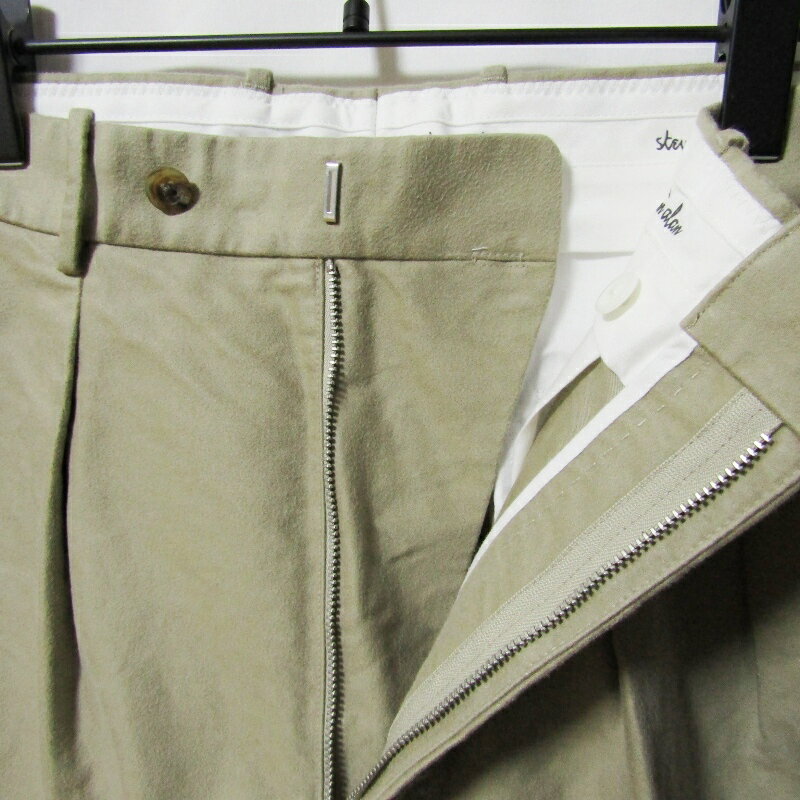 【中古】Steven Alan スティーブンアラン 2タックトラウザーズ 8114-177-1115 モールスキン 2インプリーツ スラックスパンツ ベージュ Lメンズ 27112383