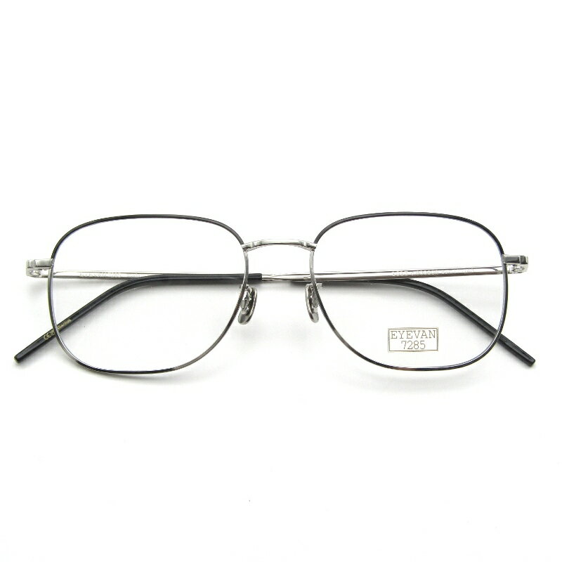 【中古】未使用 EYEVAN7285 アイヴァン7285 メガネフレーム MODEL.1013 日本製 スクエア/ティアドロップ 800802 シルバー/ブラックジャーマンモチーフ メタル メガネ 眼鏡 サングラス 65009581
