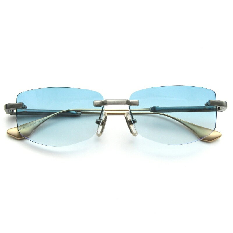 【中古】美品 DITA ディータ サングラス TRYSIM.75 DTS182-A-03 日本製 リムレス ツーポイント ウェリンリントン Brushed Raw TitaniumNight Blue to Clear Gradient メタル メガネ 眼鏡 サングラス 65009720