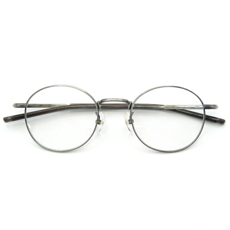 【中古】美品 999.9 フォーナインズ メガネフレーム S-685T 日本製 ラウンド メタル コンビ 丸メガネ 4 アンティークシルバーメタル メガネ 眼鏡 サングラス 61004706(4.0)