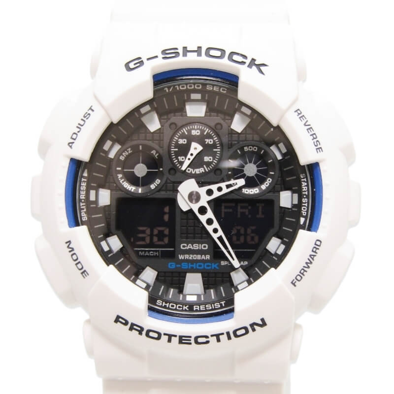 樂天商城 - 【中古】CASIO G-SHOCK Gショック GA-100B-7AJF アナデジ ワイドフェイス 5081 ショックレジスト ワールドタイム ホワイト 白 カシオ 腕時計 28011884