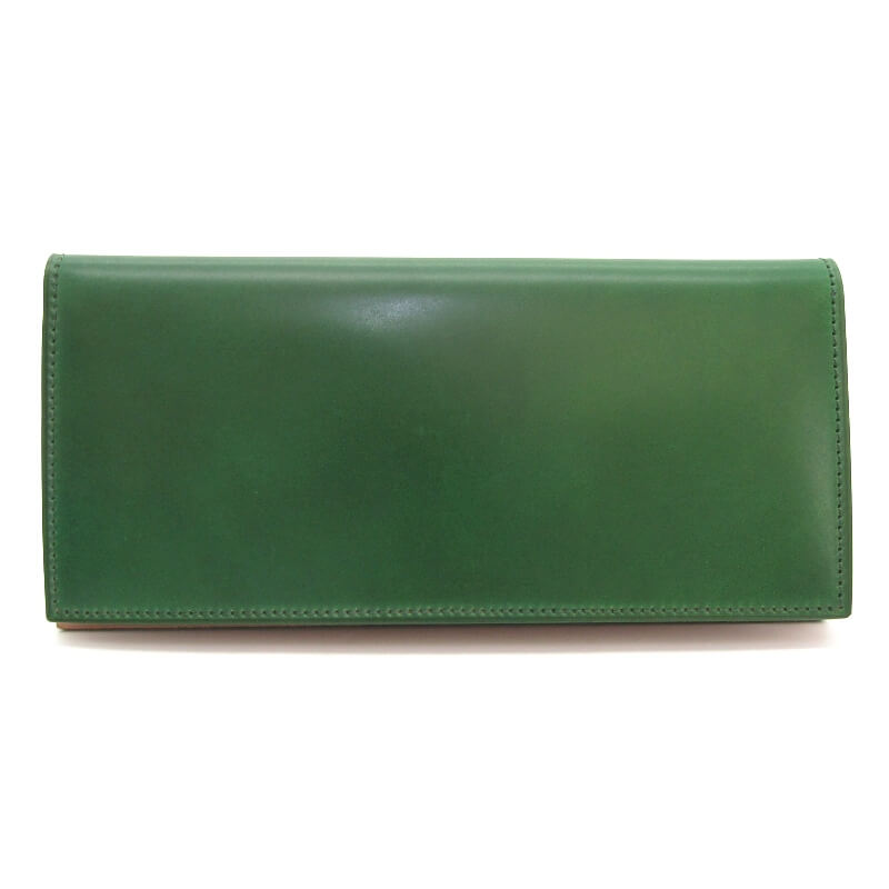 【中古】未使用 Flathority フラソリティ 長財布 FM701 水染 オイルコードバン waterOil Cordovan Long Wallet 国産 グリーン レザー 28011915