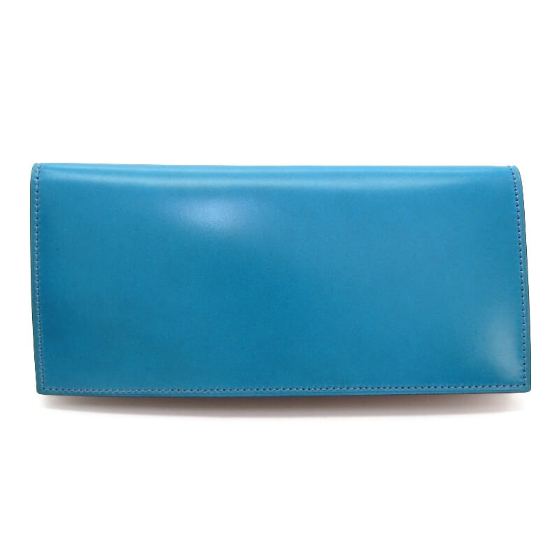 【中古】未使用 Flathority フラソリティ 長財布 FM701 水染 オイルコードバン waterOil Cordovan Long Wallet 国産 ブルー レザー 28011916