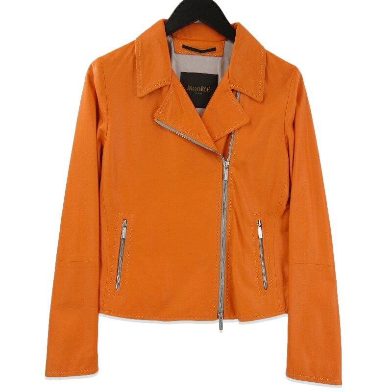 樂天商城 - 【中古】MooRER Donna ムーレー レザー ライダースジャケット Carlotta Leather Jacket ウィメンズ レディース イタリア製 オレンジ 40レザージャケットレディース 71014987