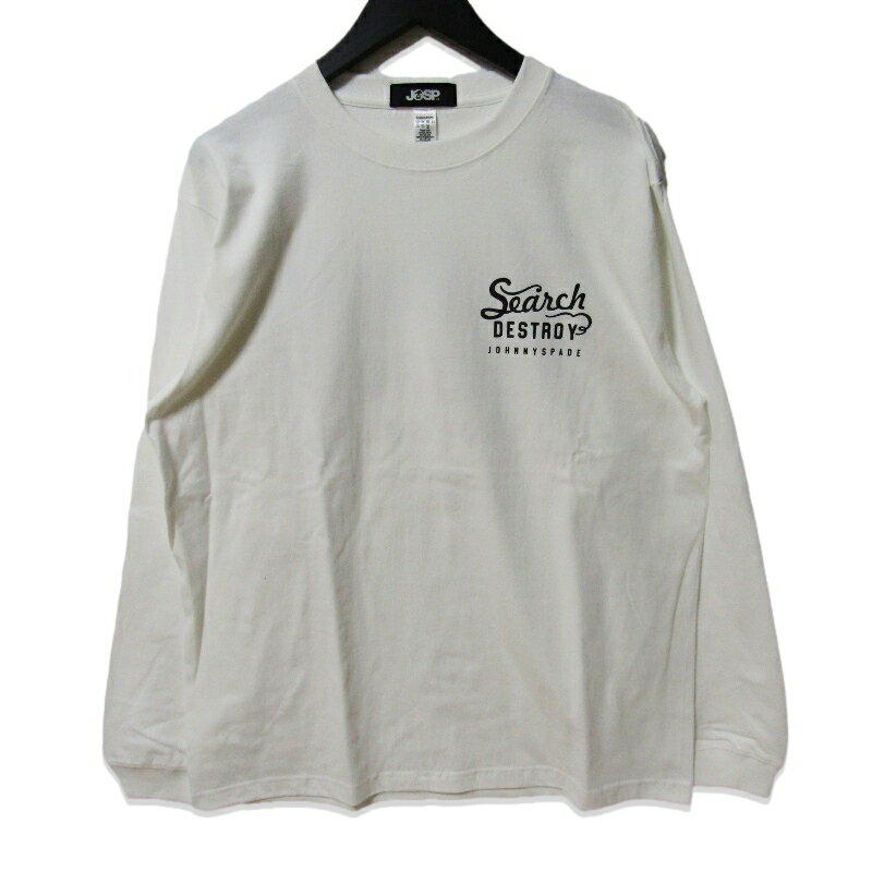 【中古】未使用 JOHNNY SPADE ジョニースペード 長袖Tシャツ SEARCH＆DESTROY LONG SLEEVE TEE プリント ロンT コットン ホワイト 白 Lメンズ 27112715