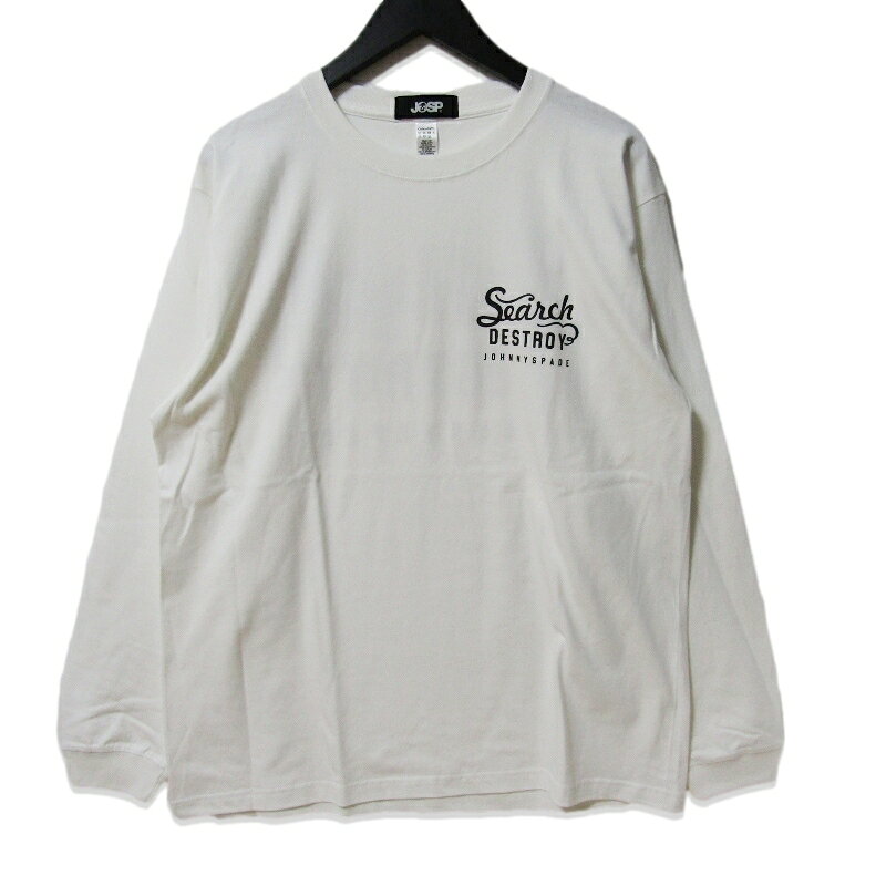 【中古】未使用 JOHNNY SPADE ジョニースペード 長袖Tシャツ SEARCH＆DESTROY LONG SLEEVE TEE プリント ロンT コットン ホワイト 白 Lメンズ 27112719