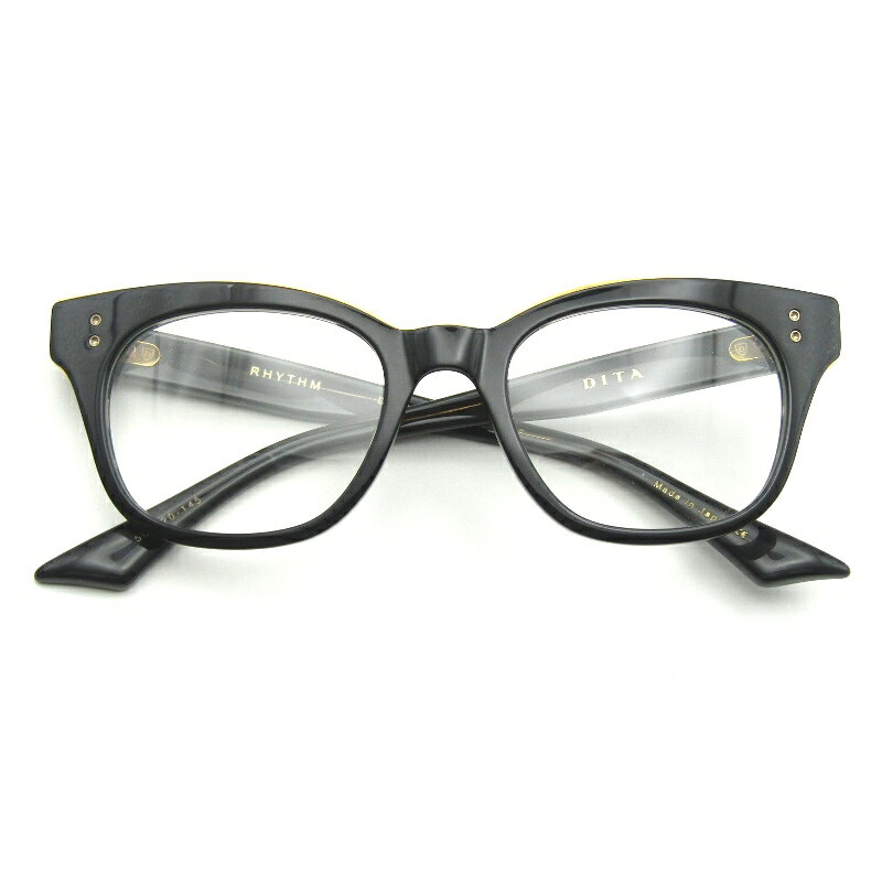 樂天商城 - 【中古】未使用 DITA ディータ メガネフレーム RHYTHM DRX-3039-BLK-GLD-50-AF 日本製 リズム BLACK/BLACK SWIRL/18K GOLDウェリントン アジアンフィット フルフィット メガネ 眼鏡 サングラス 65009798