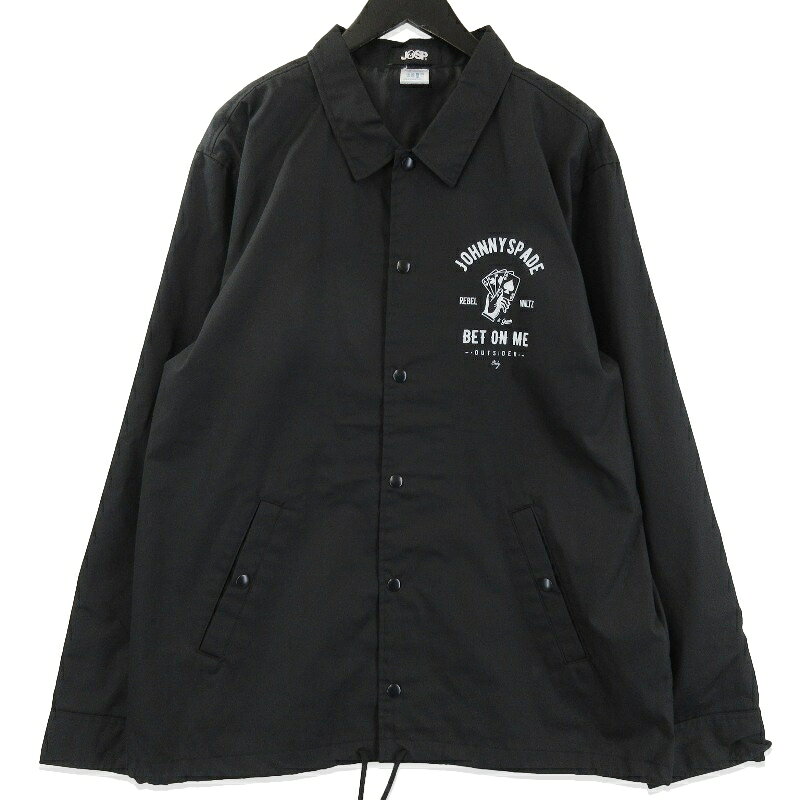 樂天商城 - 【中古】未使用 JOHNNY SPADE ジョニースペード コーチジャケット COACH JK ポリエステル コットン プリント トランプ ブラック 黒 XLメンズ 71015056