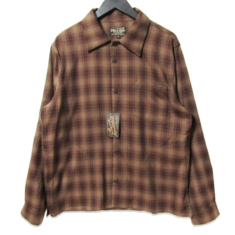 樂天商城 - 【中古】未使用 Vin&Age ヴィンアンドエイジ 長袖チェックシャツ TYPE VSL8 Semi Wide Ombre Shirts オンブレチェック ブラウン Mセミワイドメンズ 27112765