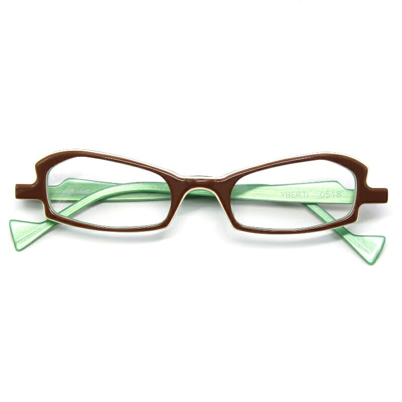 Rakuten - 【中古】未使用 ANNE ET VALENTIN アンバレンタイン メガネフレーム YBERTI フランス製 イベルティ 0518 ブラウン/パールグリーン多角形/オーバル メガネ 眼鏡 サングラス 61004822