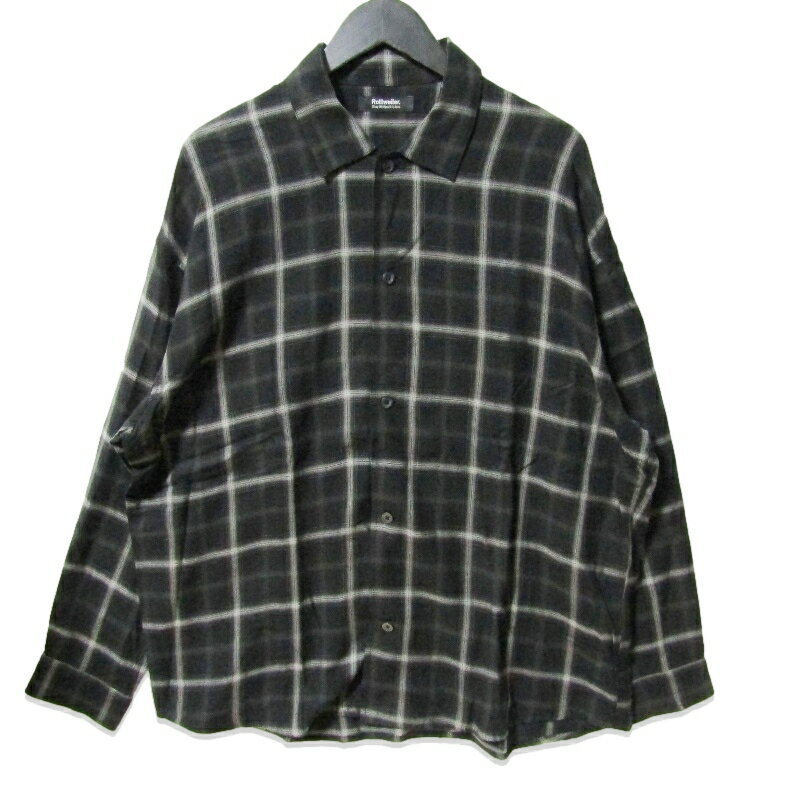 樂天商城 - 【中古】ROTTWEILER ロットワイラー 長袖オープンカラーシャツ RW23A0210 R9 CHECK SHIRT チェック ブラック 黒 Mメンズ 27112805
