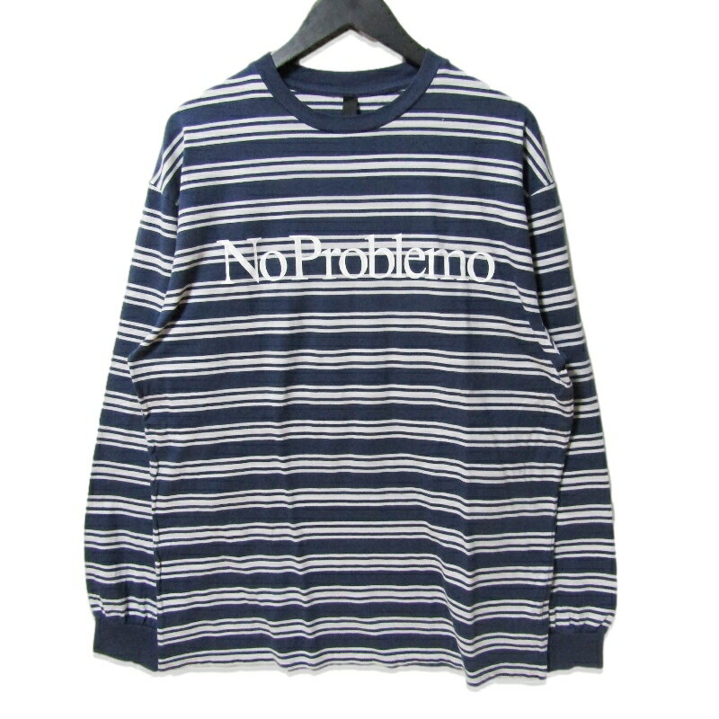 樂天商城 - 【中古】No Problemo ノー プロブレモ 長袖Tシャツ 1212-343-8471 ボーダー ロングスリーブ ネイビー Lメンズ 27112818