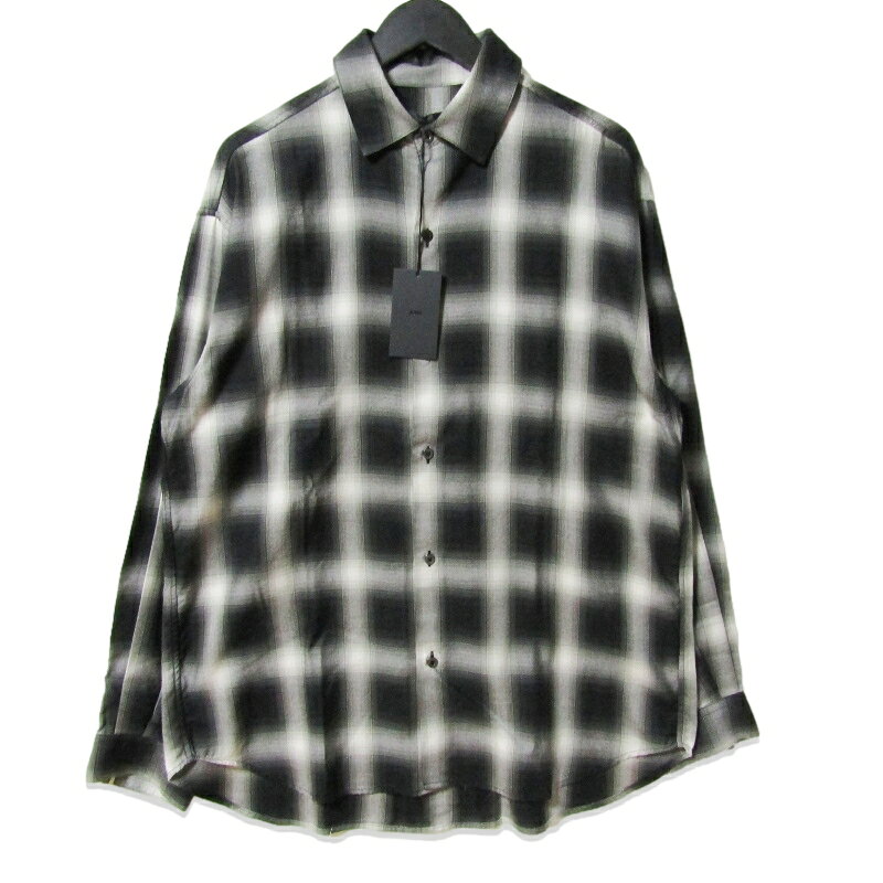 樂天商城 - 【中古】未使用 JUHA ユハ OMBRE CHECK LS SHIRT ブラック ホワイト 3メンズ 10190704 27112825