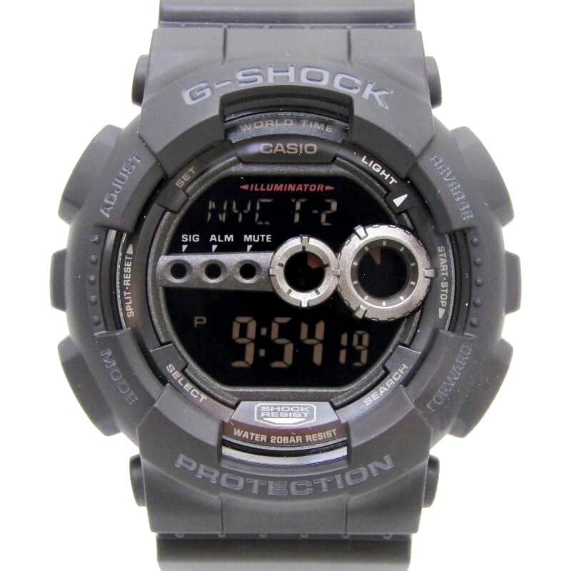 樂天商城 - 【中古】美品 CASIO G-SHOCK Gショック GD-100-1BJF デジタル 高輝度LEDバックライト ワールドタイム ブラック 黒 カシオ 腕時計 28011980