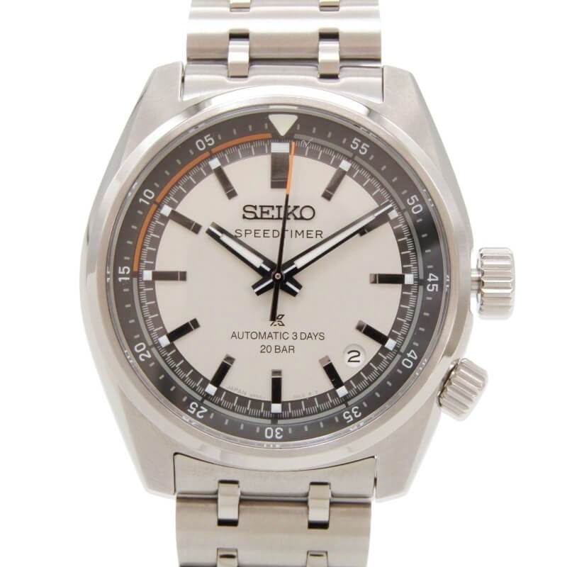 【中古】美品 SEIKO セイコー PROSPEX SBDC215 自動巻き SPEEDTIMER 6R55-00L0 プロスペックス スピードタイマー メカニカル シルバー 腕時計 28011982