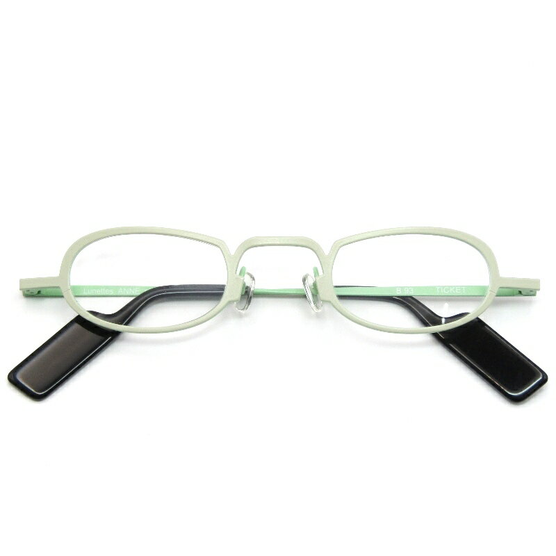 乐天商城 - 【中古】未使用 ANNE ET VALENTIN アンバレンタイン メガネフレーム TICKET フランス製 チケット B93 ホワイト/ライトグリーンオーバル シートメタル メタル メガネ 眼鏡 サングラス 61004843
