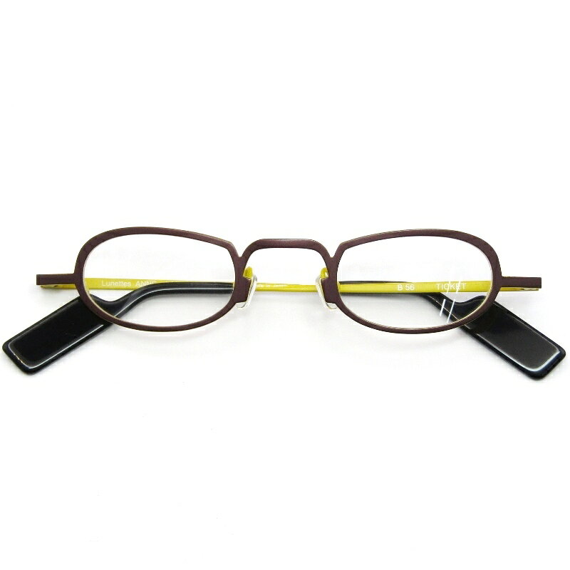 樂天商城 - 【中古】未使用 ANNE ET VALENTIN アンバレンタイン メガネフレーム TICKET フランス製 チケット オーバル B56 ブラウン/イエローシートメタル メタル メガネ 眼鏡 サングラス 61004844