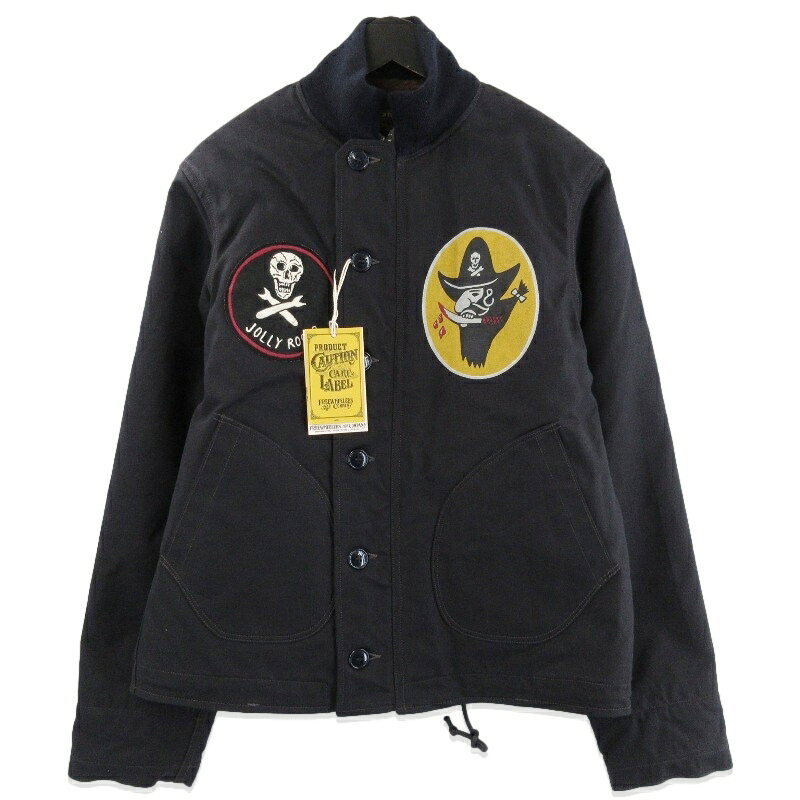 【中古】未使用 FREEWHEELERS フリーホイーラーズ CIVILIAN DECK JACKET 2531004 KNUCKLE BONES on AAF 90thBG 400thBSQ DARK NAVY 38CIVILIAN DECK JACKET メンズ 71015138