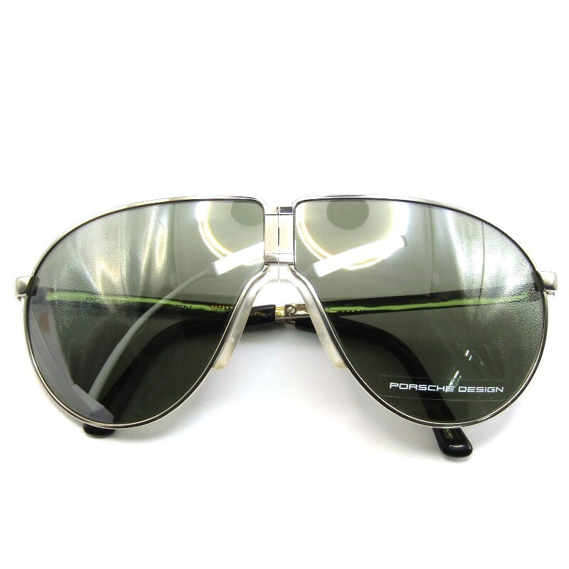 樂天商城 - 【中古】美品 PORSCHE DESIGN ポルシェデザイン サングラス P8480 日本製 ティアドロップ 折り畳み式 FOLDING B シルバーモスグリーン シルバーミラー メタル メガネ 眼鏡 サングラス 61004870