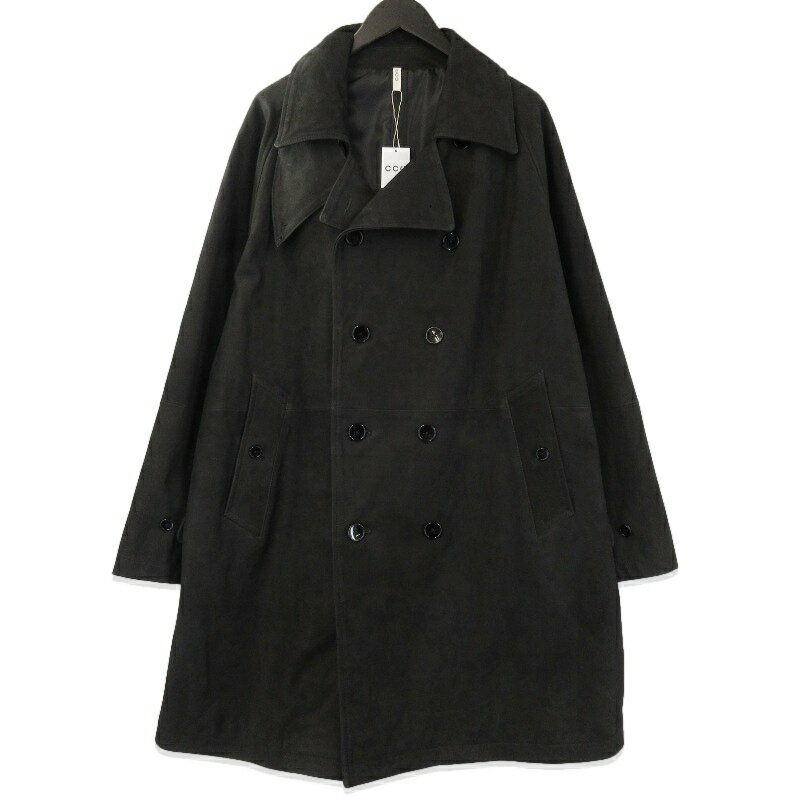 樂天商城 - 【中古】未使用 CCU シーシーユー DOUBLE BREASTED HALF COAT SH-60-C-NUBCK-3 ダブルブレステッドコート COW NUBUCK ブラック 黒 2ロングコート メンズ 71015183