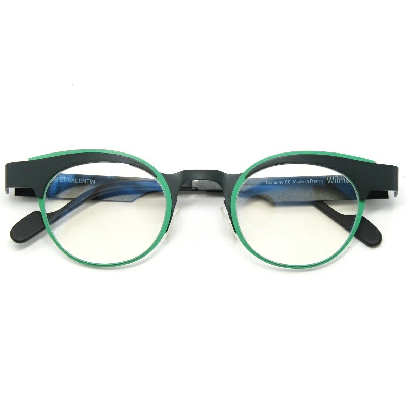 樂天商城 - 【中古】未使用 ANNE ET VALENTIN アンバレンタイン メガネフレーム Wilma フランス製 ウィルマ A141 ダークグリーン/グリーンボストン シートメタル メタル メガネ 眼鏡 サングラス 61004936