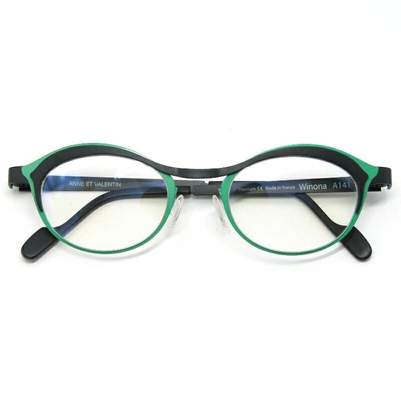 樂天商城 - 【中古】未使用 ANNE ET VALENTIN アンバレンタイン メガネフレーム Winona フランス製 ウィノナ A141 ダークグリーン/グリーンオーバル/フォックス シートメタル メタル メガネ 眼鏡 サングラス 61004942