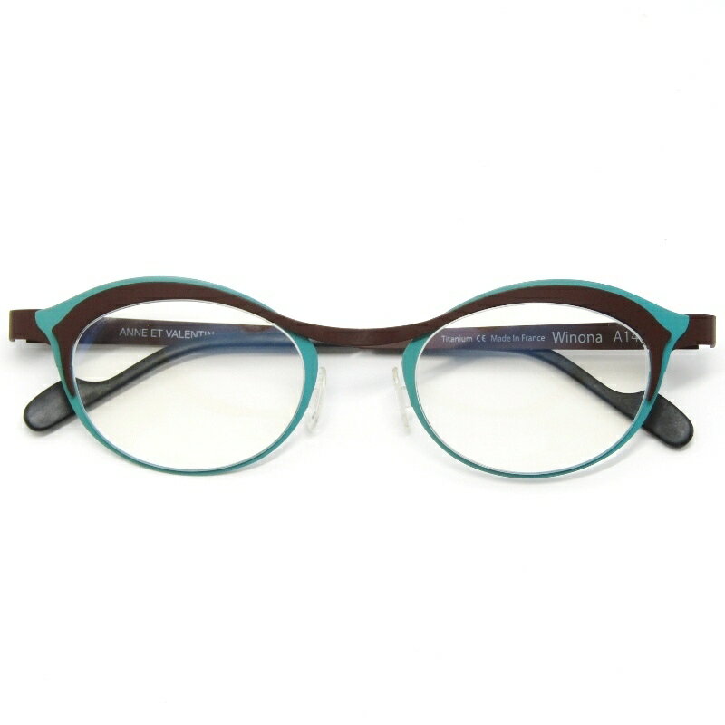 樂天商城 - 【中古】未使用 ANNE ET VALENTIN アンバレンタイン メガネフレーム Winona フランス製 ウィノナ A145 ブラウン/ブルーグリーンオーバル/フォックス シートメタル メタル メガネ 眼鏡 サングラス 61004943