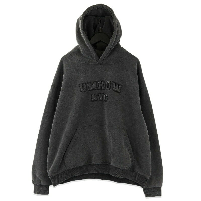樂天商城 - 【中古】未使用 UMKOW NYC アンノウン Washed Cotton Jersey Hoodie フーディ プルオーバーパーカー 裏起毛 コットン BLACK Sウォッシュ加工 メンズ 71015193