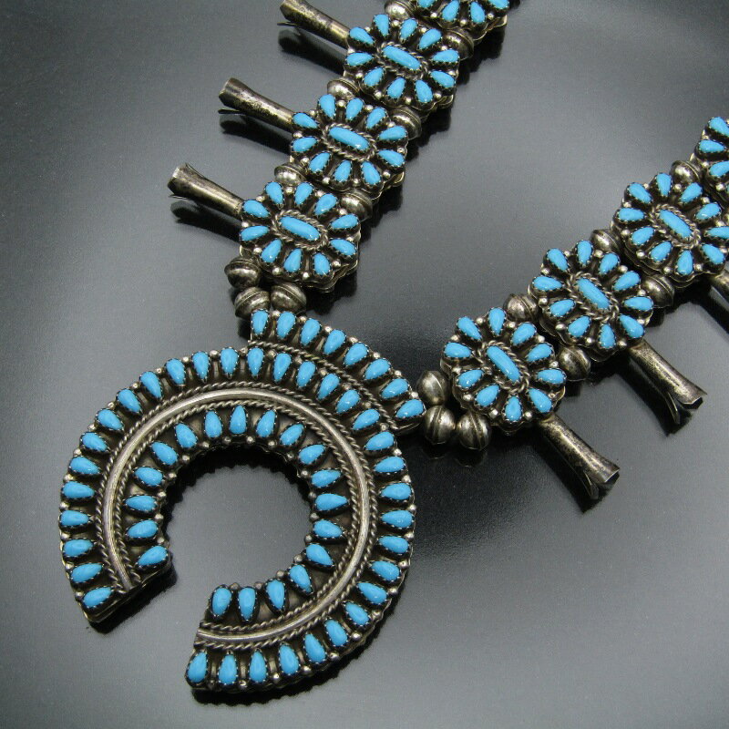 【中古】Navajo ナバホ族 ネックレス ナジャ リバーシブル スカッシュブロッサム ターコイズ コーラル ヴィンテージナバホ メンズ レディース インディア...