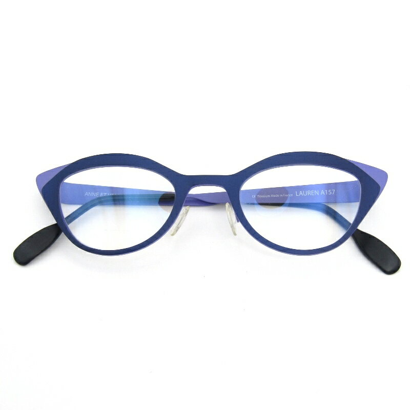 Rakuten - 【中古】未使用 ANNE ET VALENTIN アンバレンタイン メガネフレーム LAUREN フランス製 ローレン A157 ネイビー/ライトパープルフォックス シートメタル メタル メガネ 眼鏡 サングラス 54000508