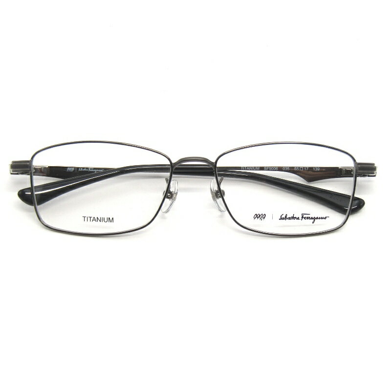 樂天商城 - 【中古】未使用 999.9 × FERRAGAMO フォーナインズ フェラガモ メガネフレーム SF9006 日本製 スクエア 035 シャイニーガンメタルガンチーニヒンジ メタル メガネ 眼鏡 サングラス 65009986
