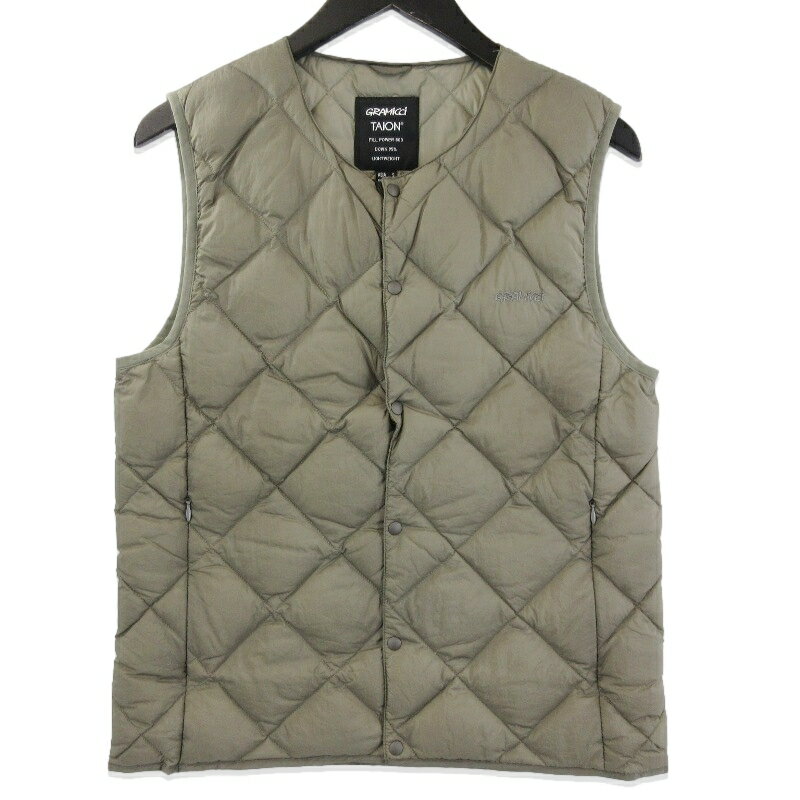 乐天商城 - 【中古】GRAMICCI × TAION グラミチ インナー ダウンベスト G4FU-J100-TG タイオン INNER DOWN VEST クルーネック ストーングレー Sユニセックス 撥水メンズ 71015221
