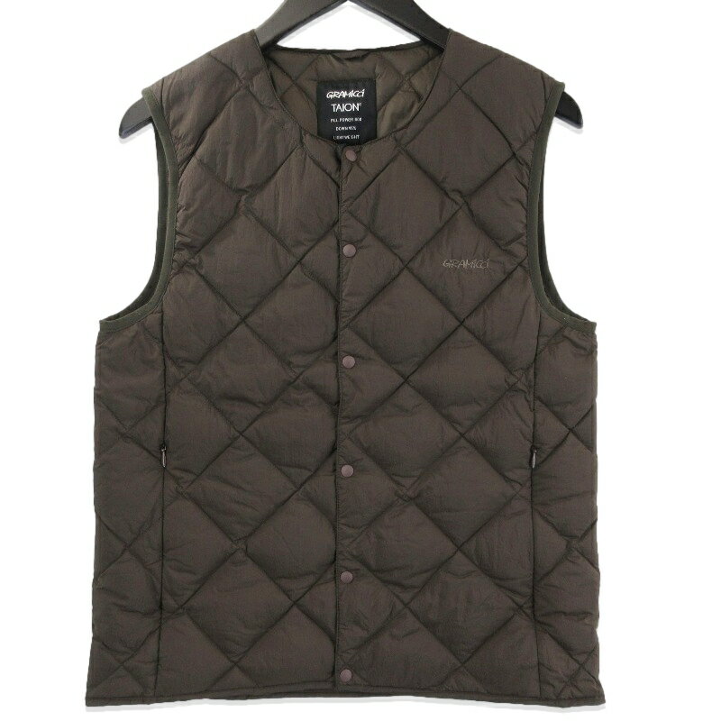樂天商城 - 【中古】GRAMICCI × TAION グラミチ インナー ダウンベスト G4FU-J100-TG タイオン INNER DOWN VEST クルーネック ダークブラウン Sユニセックス 撥水メンズ 71015222
