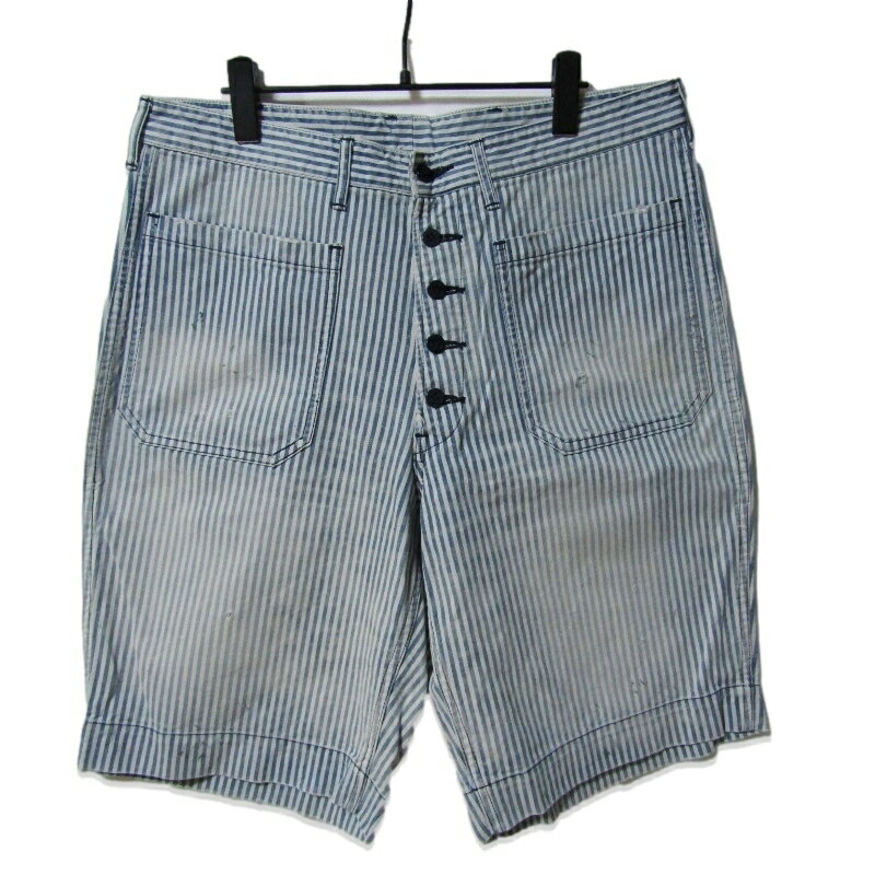 樂天商城 - 【中古】JELADO ジェラード ハーフパンツ ストライプ Fatigue Shorts Vintage Finish ショーツ ヴィンテージ加工 ホワイト 白 XLメンズ 27112997