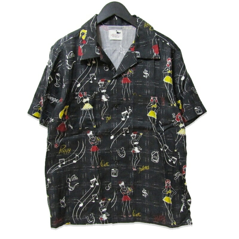 樂天商城 - 【中古】美品 GANGSTERVILLE ギャングスタービル 半袖シャツ GSV-13-SS-24 オープンカラー 総柄 starry gate ブラック 黒 XLメンズ 27113003