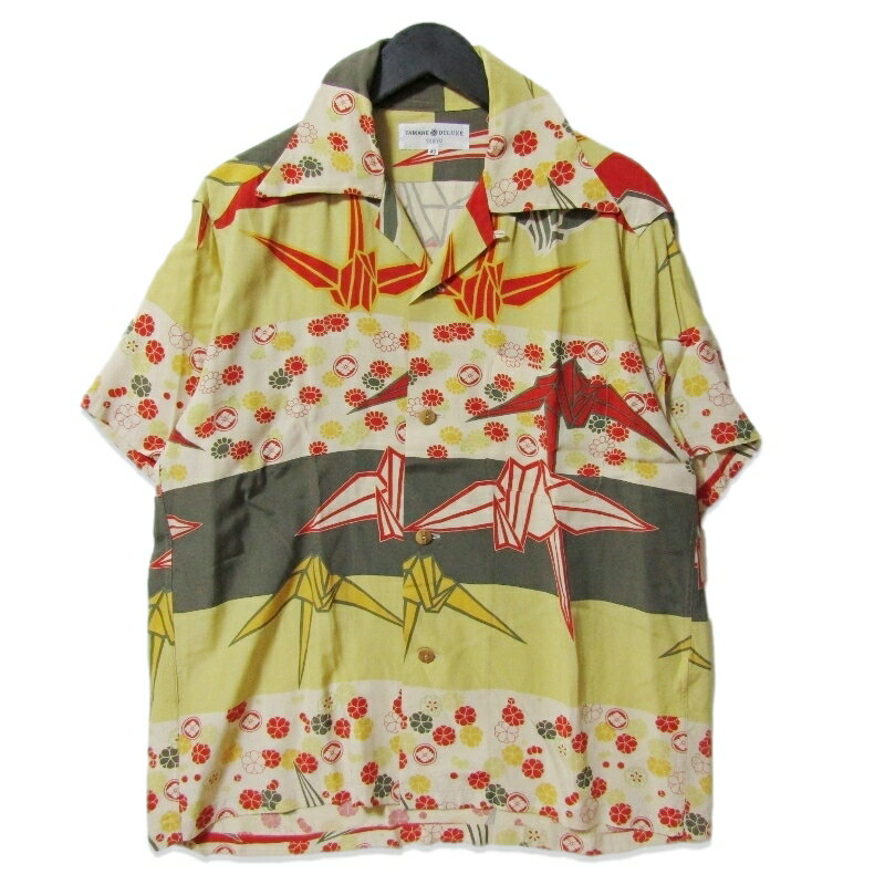 樂天商城 - 【中古】YAMANE DELUXE EVISU ヤマネデラックス 半袖アロハシャツ 織り鶴 EVISU エヴィス 和柄 レーヨン イエロー 40メンズ 27113004