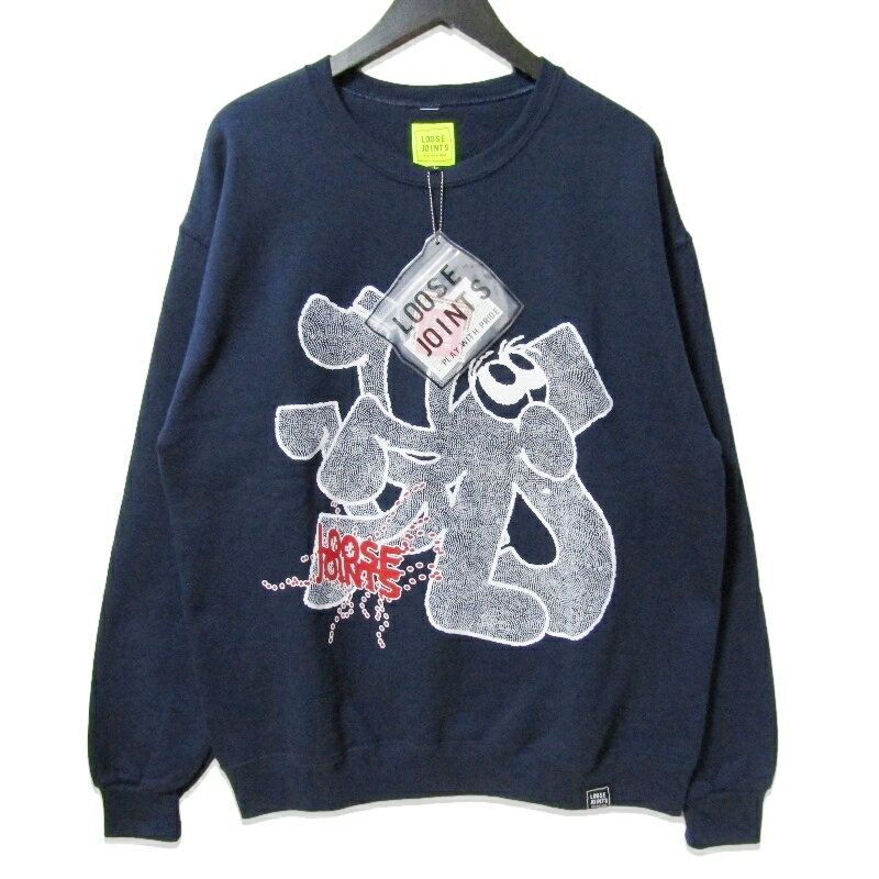 樂天商城 - 【中古】未使用 LOOSEJOINTS ルーズジョインツ CREW SWEAT LF25FL004AY スウェット アキヤマモト プリント ネイビー Lメンズ 27113031