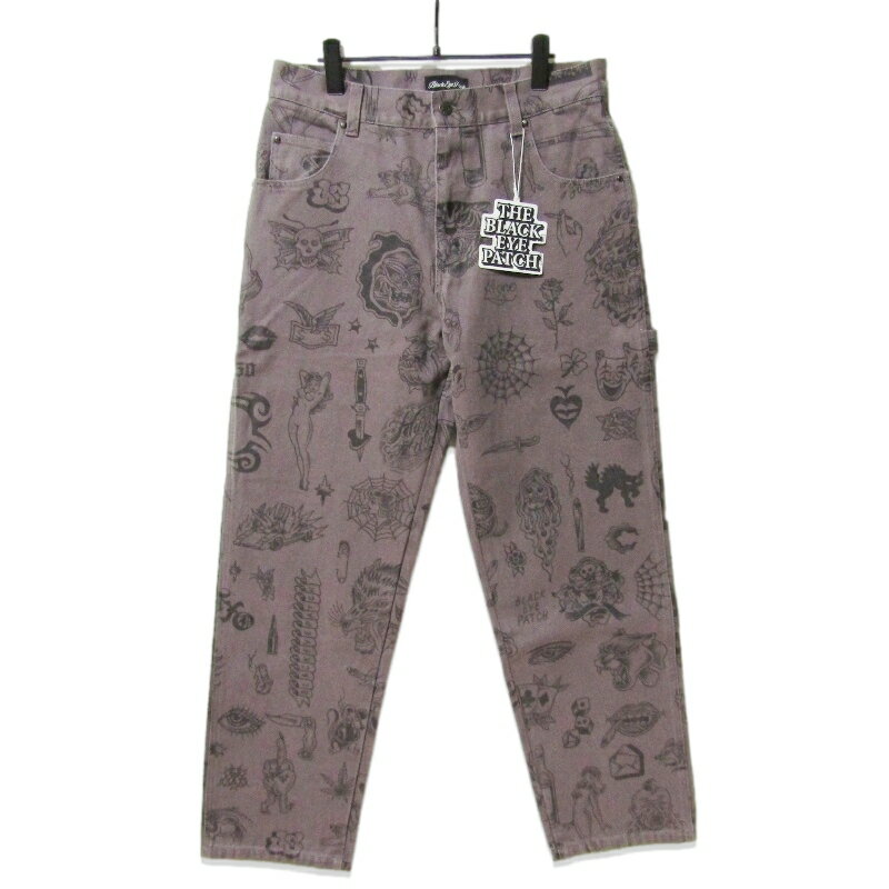 樂天商城 - 【中古】未使用 BLACKEYEPATCH ブラックアイパッチ UE TATTOO FLASH DUCK PANTS BEPFW25PA23 ワークパンツ 総柄 ダック生地 CHACOAL Lメンズ 27113032
