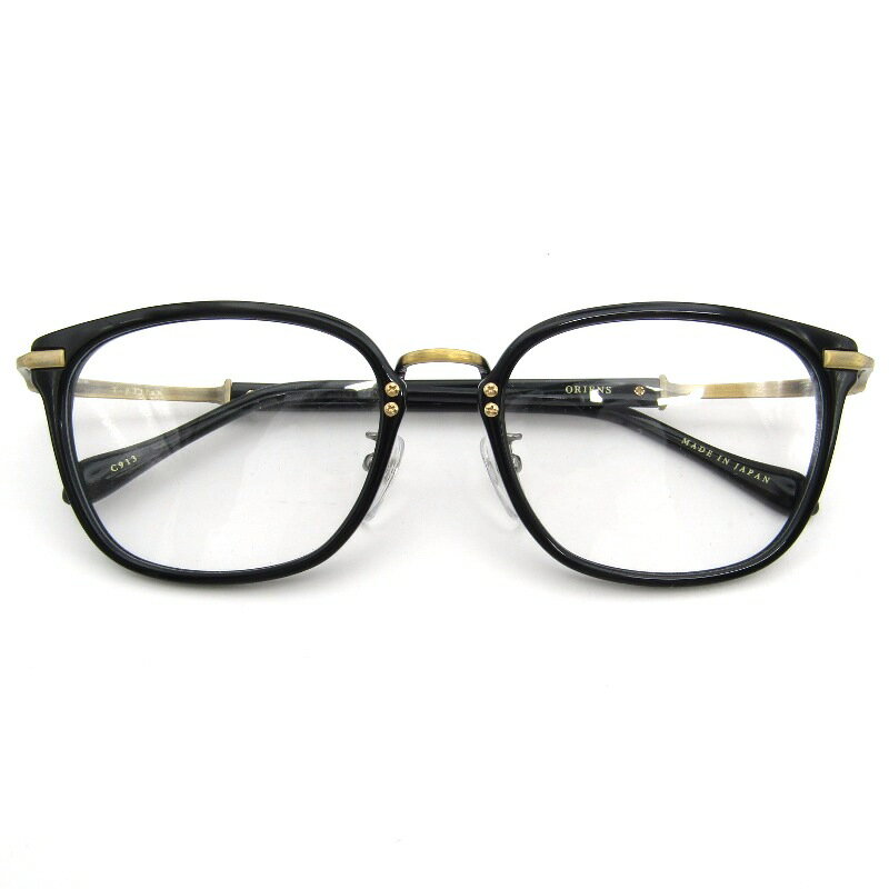 RAY-BAN - 【中古】未使用 ORIENS オリエンス メガネフレーム S2217 日本製 ウェリントン コンビ 913 ブラック/アンティークゴールド メガネ 眼鏡 サングラス 54000526