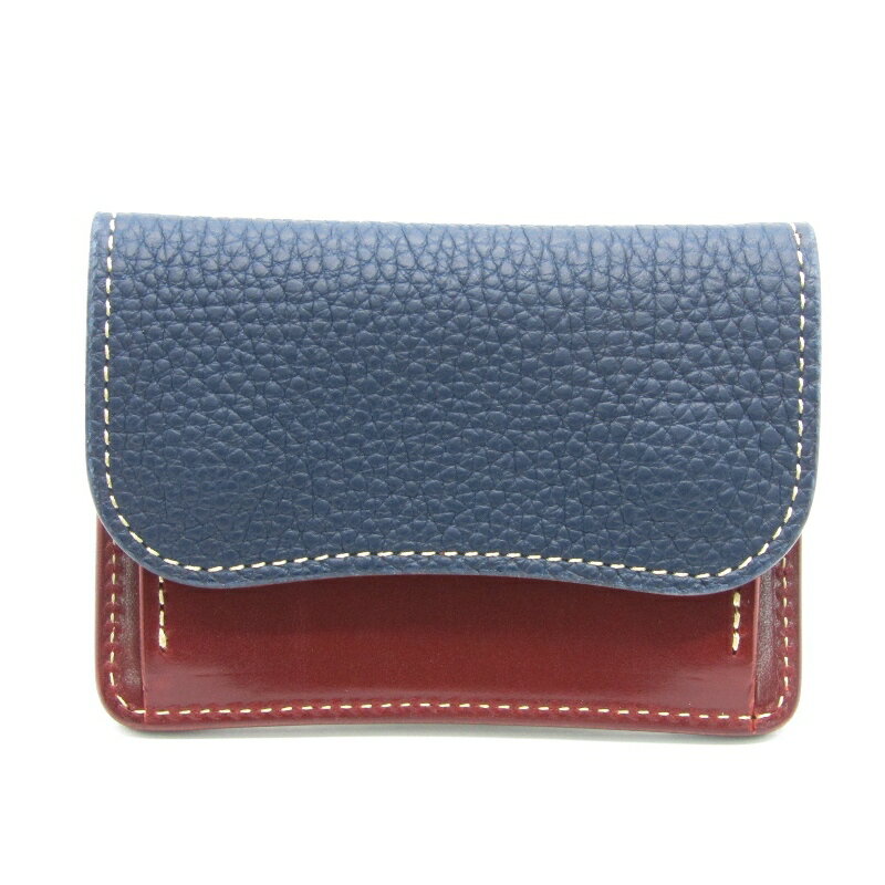 樂天商城 - 【中古】美品 WILDSWANS ワイルドスワンズ 小銭入れ シュランケンカーフ/サドルプルアップ TONGUE 別注 タング ブルー/バーガンディ コインケース 初期ロゴ レザー 80007328