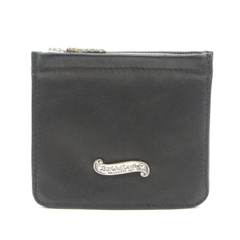 Bill Wall Leather - 【中古】Bill Wall Leather ビルウォールレザー 小銭入れ SQUARE COIN WALLET スクエアコインウォレット SV925チャーム ブラック 黒 牛革 レザー 80007330
